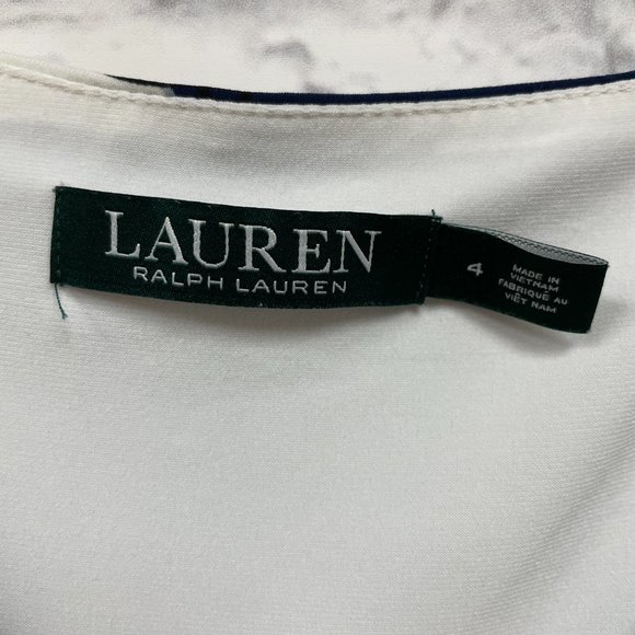 RALPH LAUREN Surplice V-Neck Cap Sleeve Pleated Waist Floral Print Dress - Picture 3 of 7